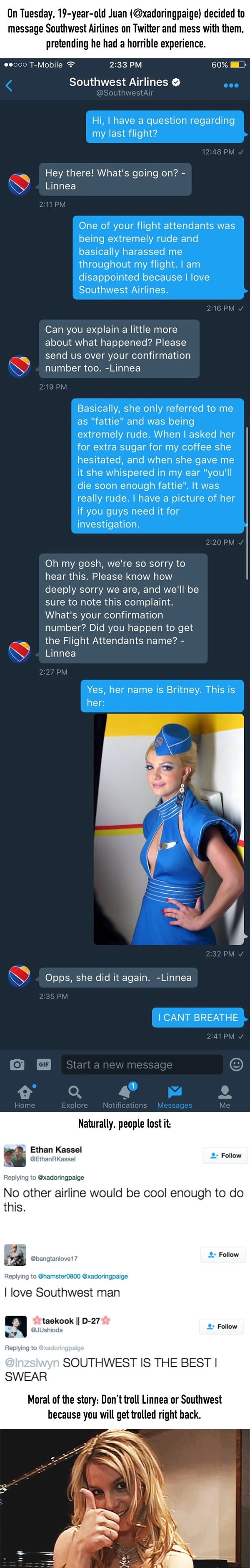 Southwest Airline's epic response on twitter