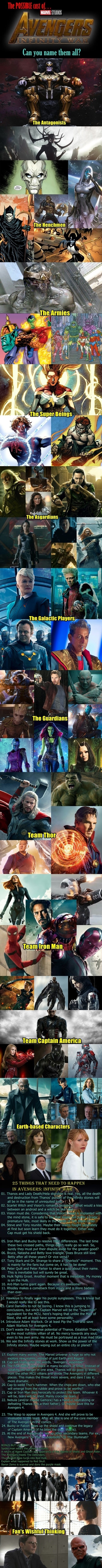 The possible cast of Avengers Infinity War