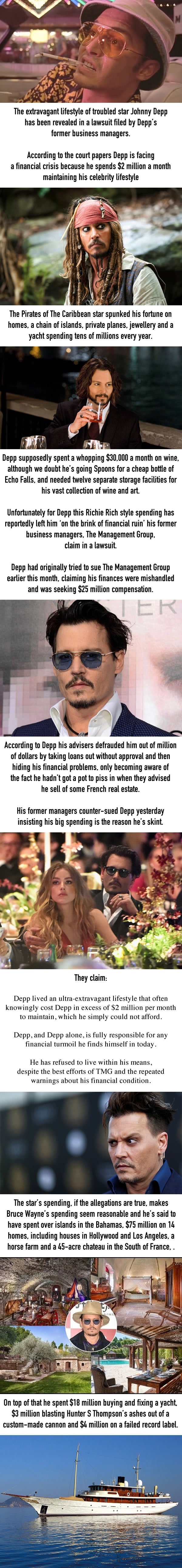 Johnny Depp apparently spends $2 million a month to live like Johnny Depp