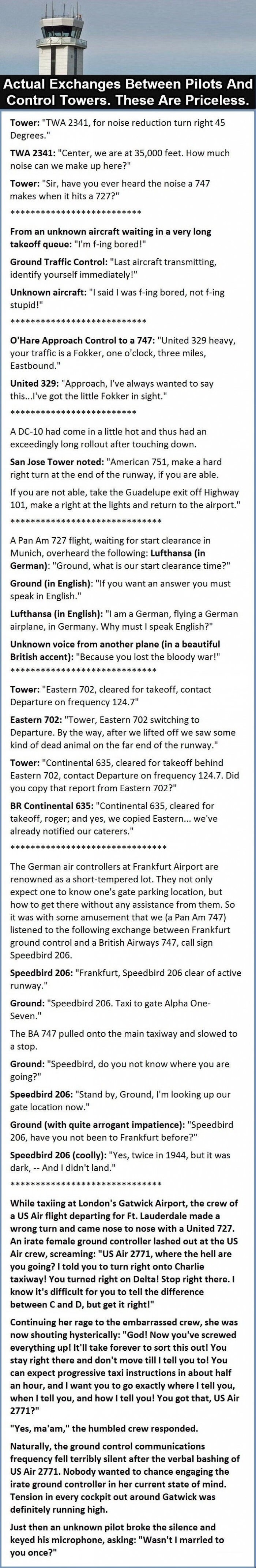 Priceless exchange between pilot and exchange tower