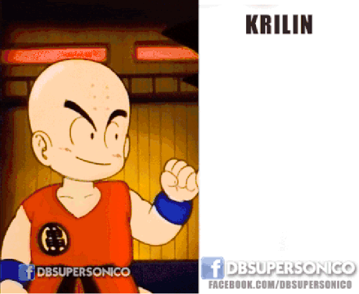 Krillin + Hair + Nose + Blank in the eyes = Goku