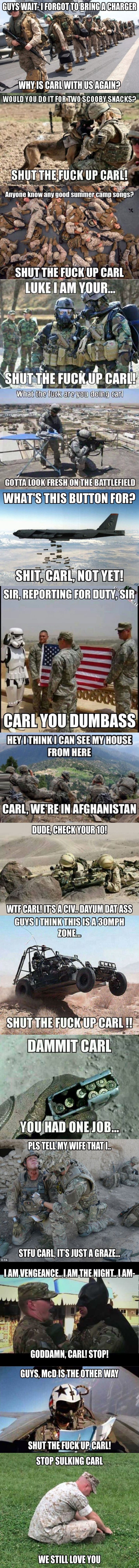 Dude, it's Carl! Quick! Hide!