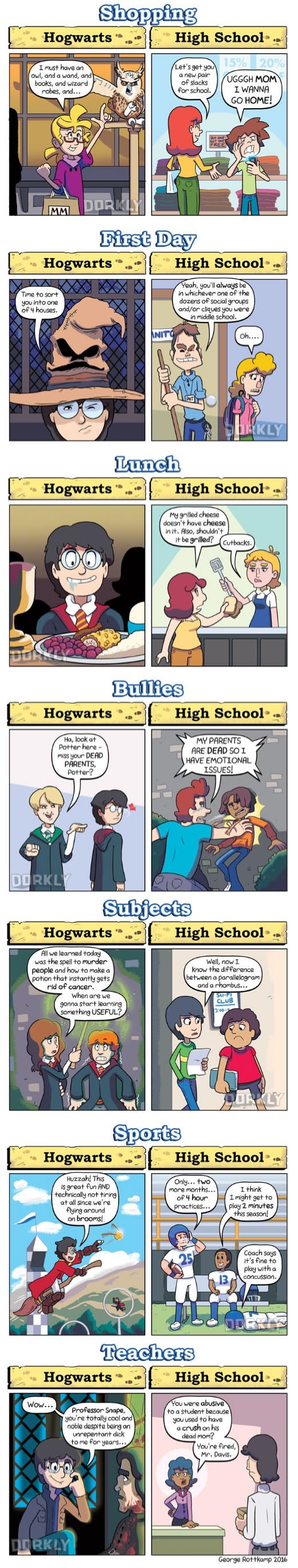 Harry Potter school vs real high school