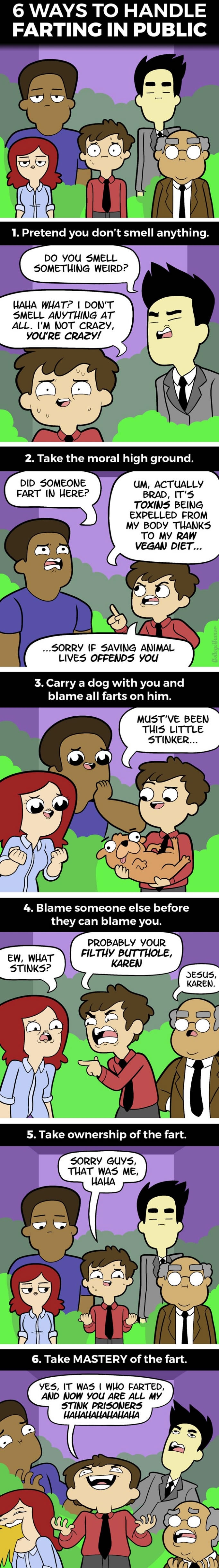 Ways to handle farting in public