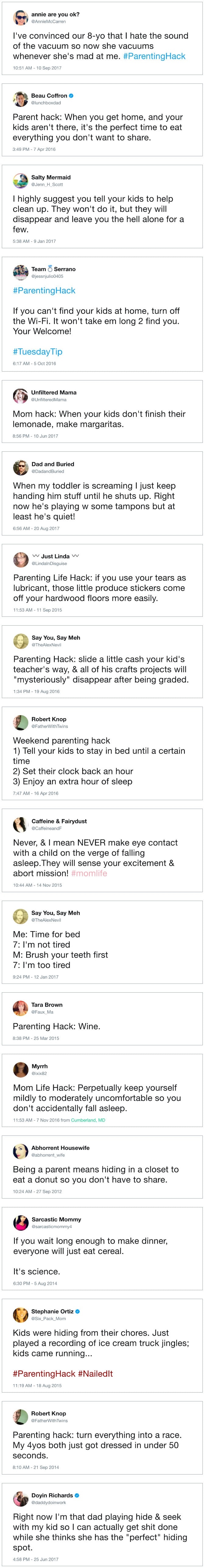 Brilliant parenting hacks from desperate moms and dads