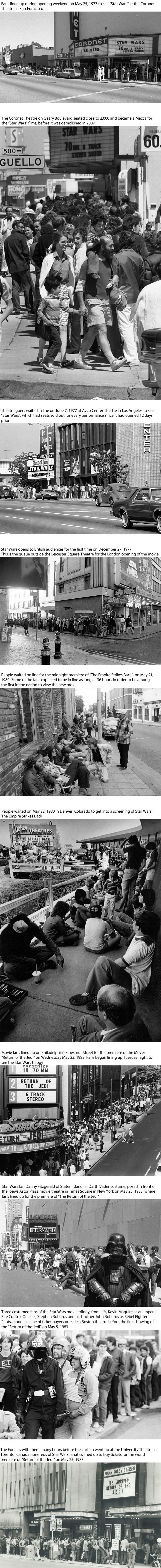 Vintage photos of Star Wars fans lining up for the movie