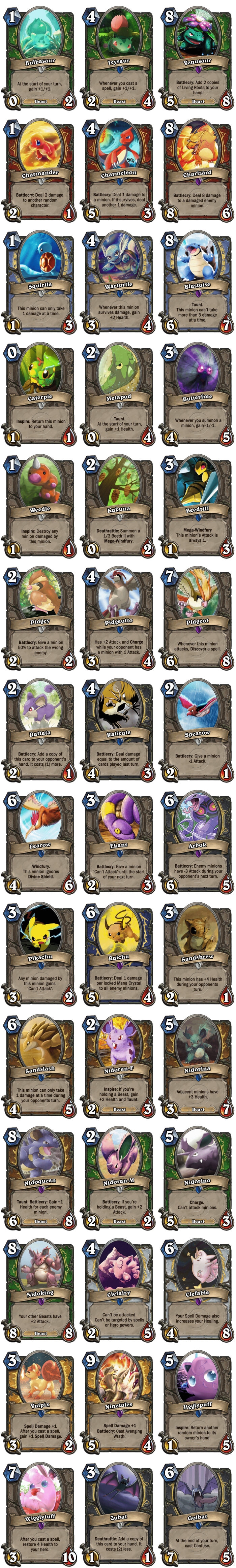 The first 42 Pokemon as Hearthstone cards