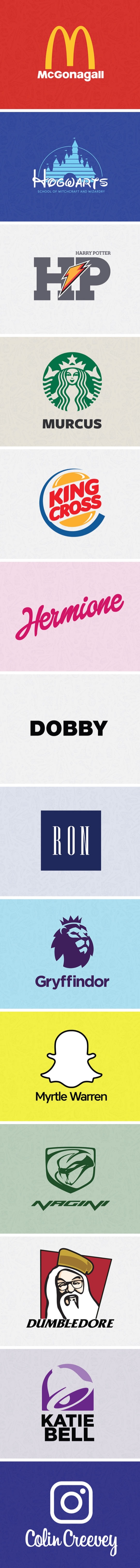 Artist uses Harry Potters universe as famous brand logo types