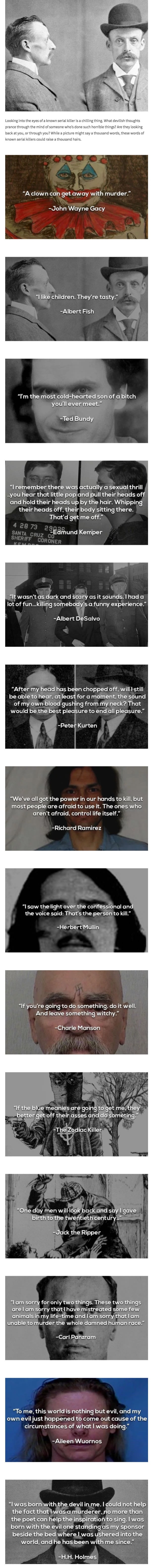 Hair-raising quotes from serial killers