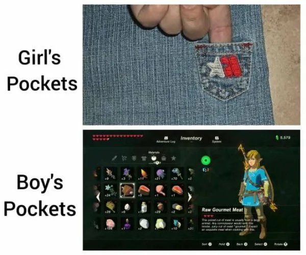 Girls vs boys pockets