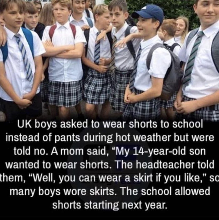 UK boys wear skirts to school