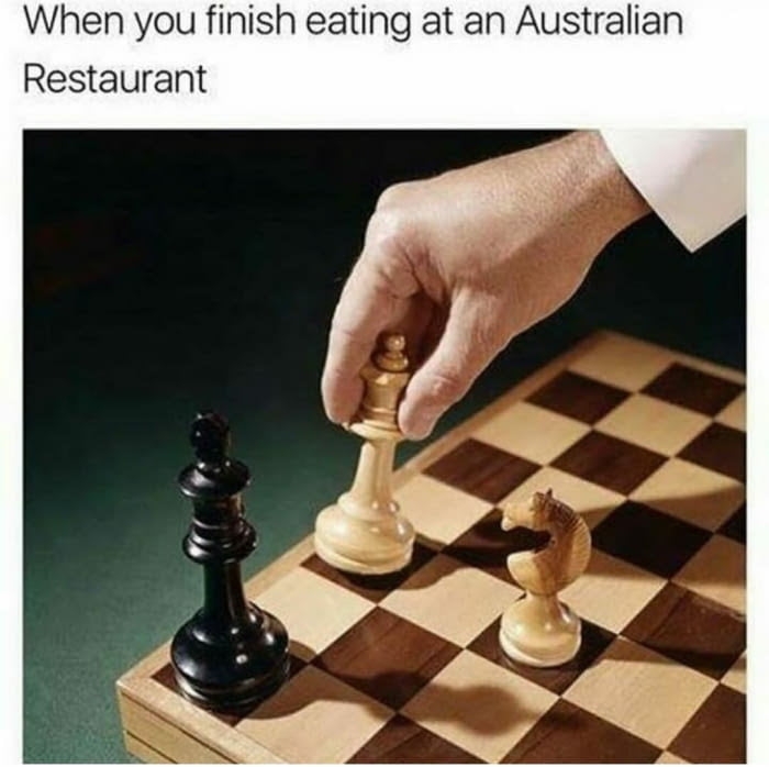 Eating at an Australian restaurant