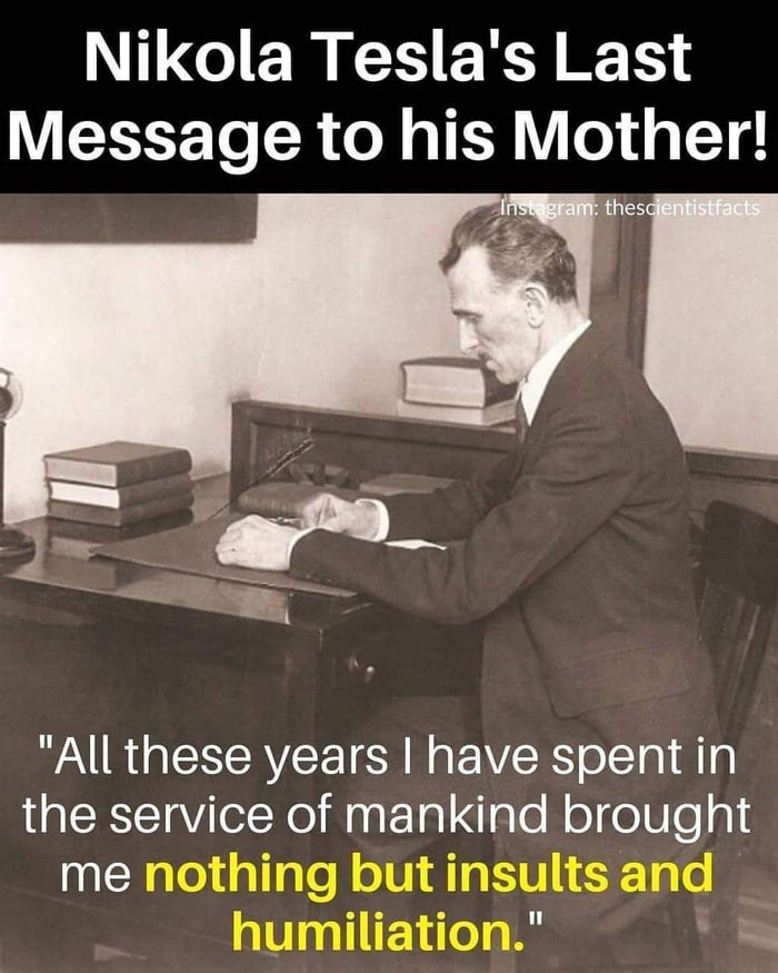 Nikola Tesla's last message to his mother