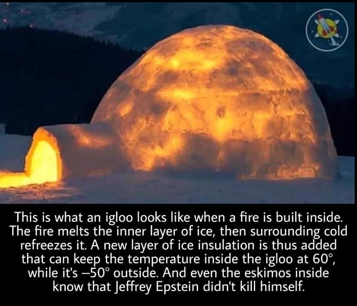 Lighting fire inside an igloo