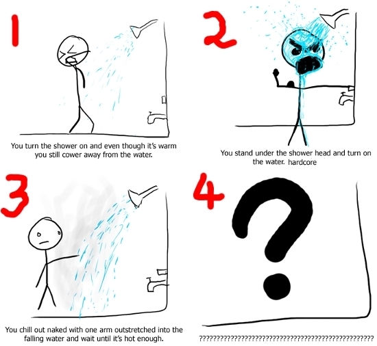 How do you jump in the shower?