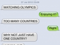 Dog watching Olympics