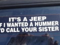 Bumper sticker on a Jeep