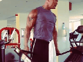 The Rock working out