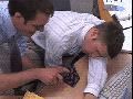 Stapled neck tie prank