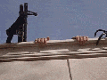 Sheen performs a stunt