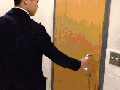 Exiting a public bathroom