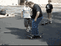 Fat guy on a skateboard