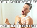 Enthusiastic shower singer