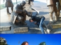 Having fun with statues