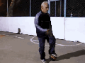 Old man playing football