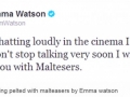 Emma pelting maltesers