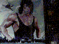 Arnie on the Rambo poster