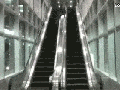 Sliding down an escalator