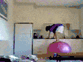 Standing on a yoga ball