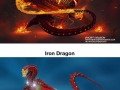 Re-imagined popular comic characters as dragons