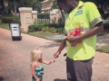 2 year old triplets share an adorable bond with garbagemen