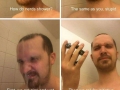 Stereotypical memes of how people shower