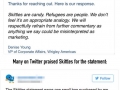Skittles' response to Trump's refugee tweet