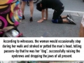Woman takes male companion for a walk on a leash in China