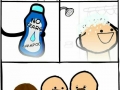 Why is he using shampoo if he has no hair?