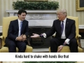Photoshops of Justin Trudeau staring at Trumps hand